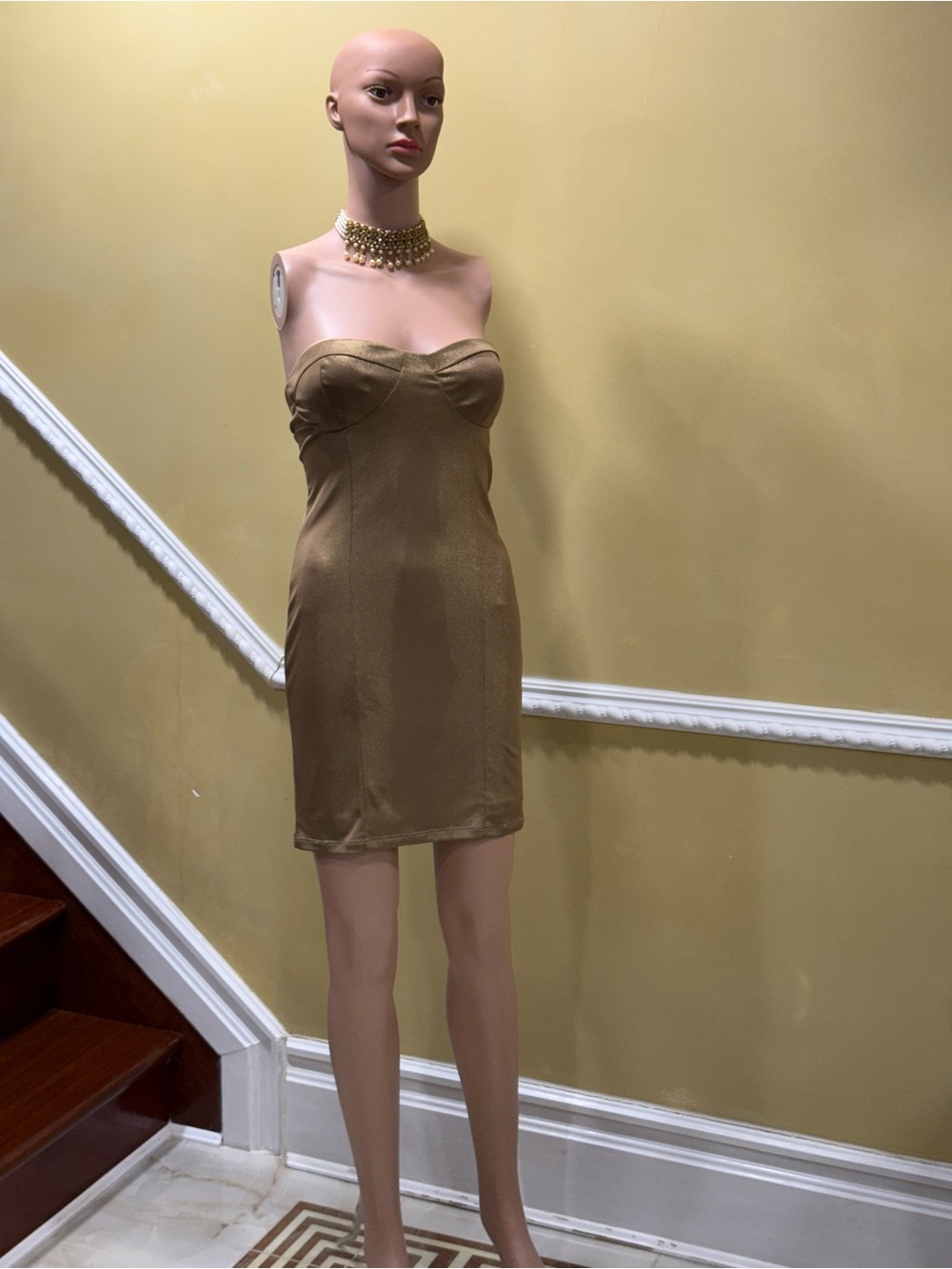 Forever 21 Strapless Shimmery Gold Bodycon Dress
